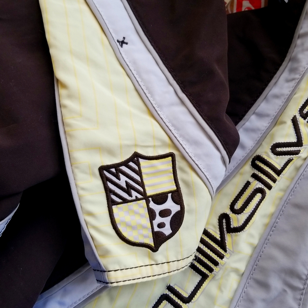 NWT QUICKSILVER brown beige yellow SWIM TRUNK Neofly men size 38 - Picture 4 of 17